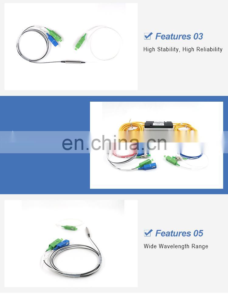 Factory Supply WDM 1310 / 1490 / 1550nm Fiber Optic Coupler, Optical Fiber Splitter Loss wdm optic transport