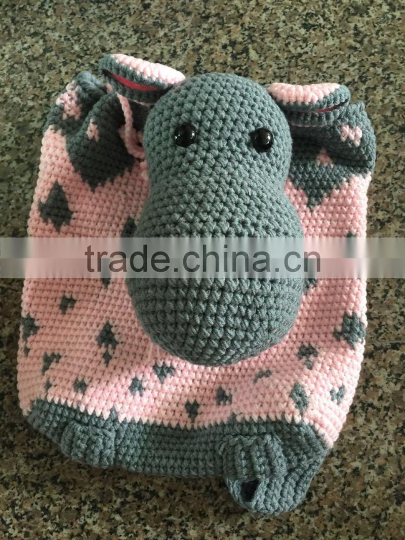 Handmade Crochet hippo backpack Cute and practical accessory for kids