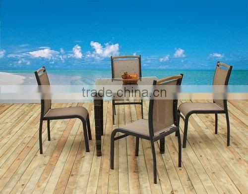 CH-T202 rattan table and mesh fabric top aluminum chair outdoor furniture