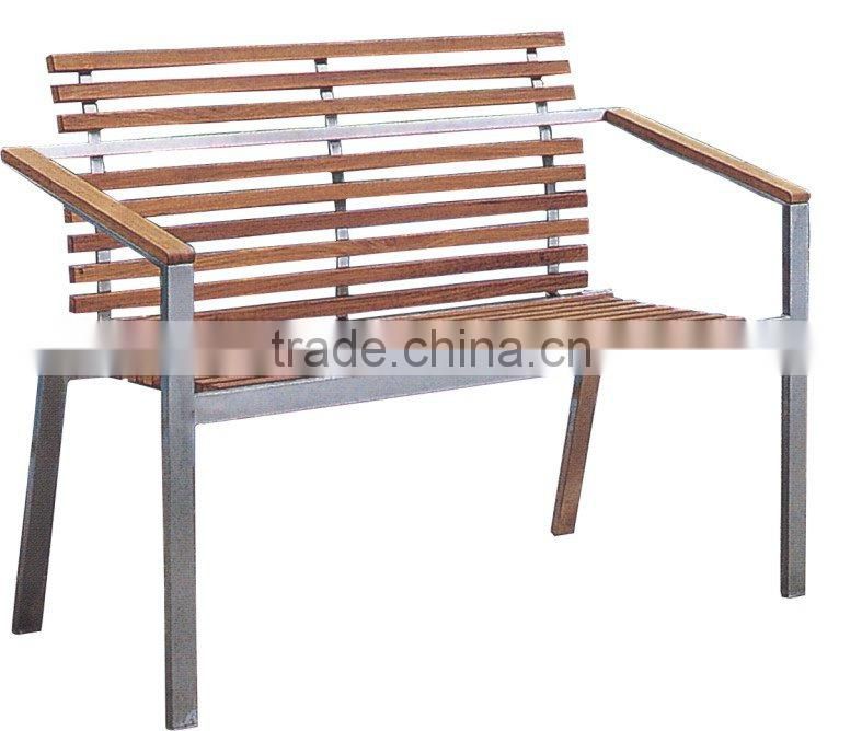 Teak wood top brushed aluminum frame outdoor furniture