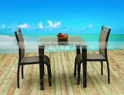 CH-T202 rattan table and mesh fabric top aluminum chair outdoor furniture