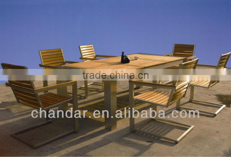 Outdoor garden teak wood stainless steel furniture