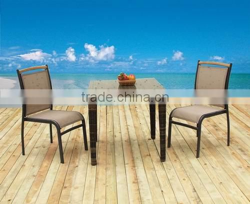 CH-T202 rattan table and mesh fabric top aluminum chair outdoor furniture