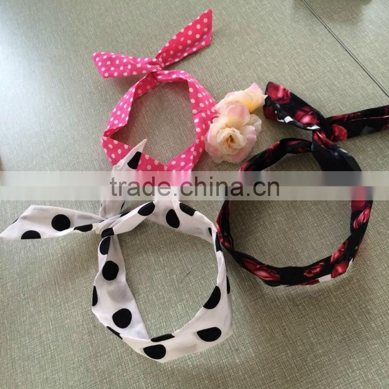 bestdress 2014 Lovely Rabbit Bunny Ear Ribbon Metal Wire vintage 1950s Hair Bow Head Band