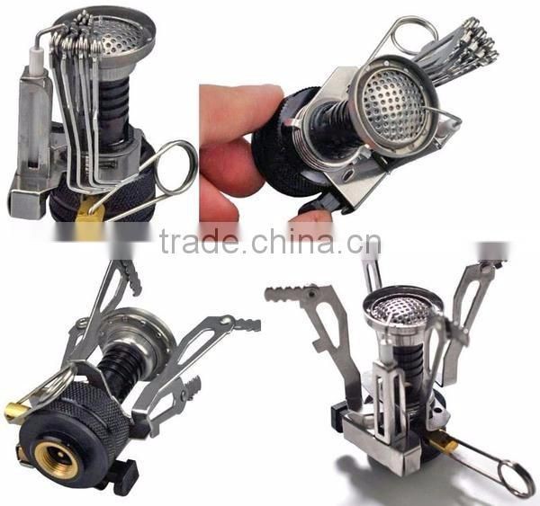 Mini Portable Collapsible Ultralight Backpacking Canister Outdoor Camp Stove Butane Propane Burner for Gas Canisters with Piezo