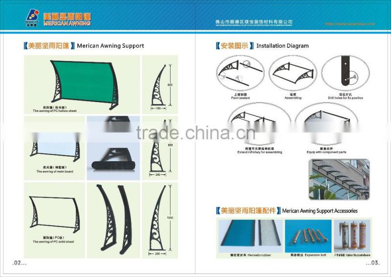 Foshan smart shade awning ! Environmental pc polycarbonate sheet canopy
