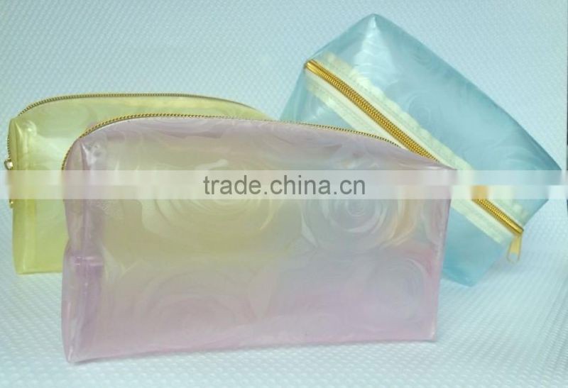 High quality non-toxic, eco-friendly embossed rose make up bag, EVA travel cosmetic bag