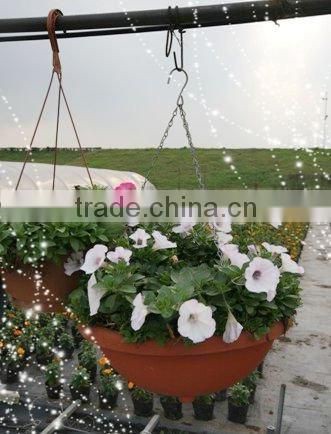 Hot sales plastic hanging pot with plastic or iron hanger