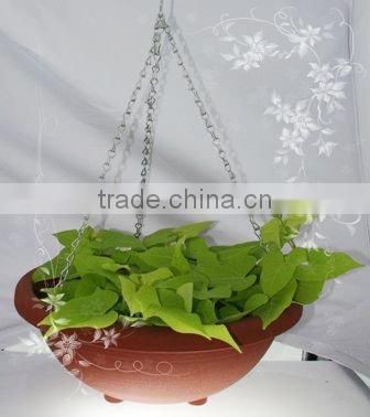 Hot sales plastic hanging pot with plastic or iron hanger