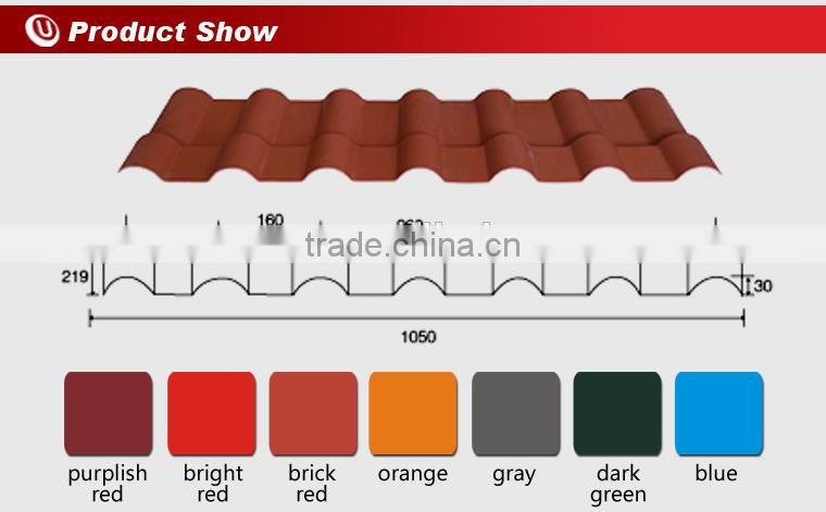 Colored corrugated lightweight synthetic spanish roof tile