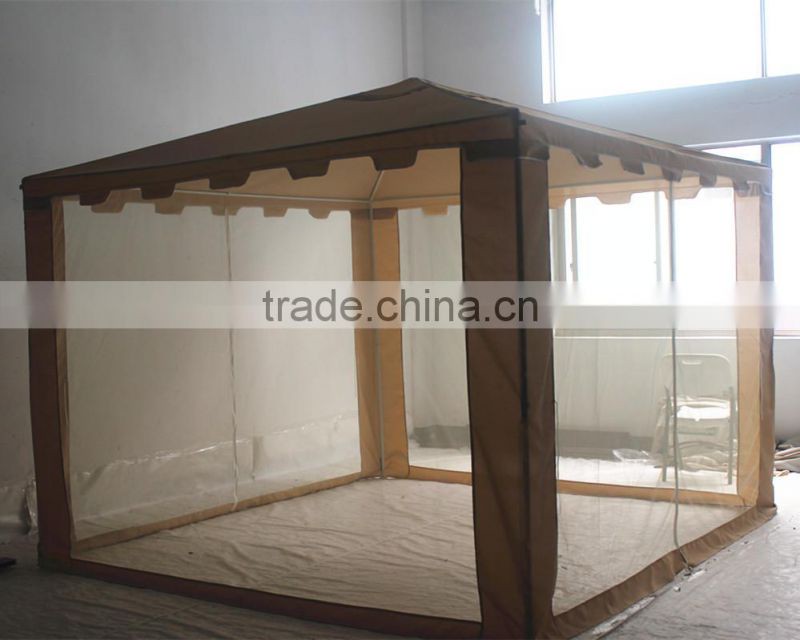 3x3m green polyester gazebo with mosquito net