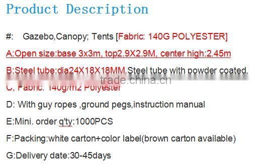 #: Gazebo,Canopy; Tents [Fabric: 140G POLYESTER]