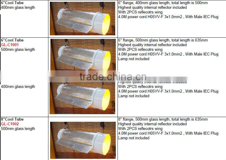 Hydroponic agriculture light reflector 600w cool tube,grow lighting reflector, aluminum 8 cool Hydroponic grow light reflectors