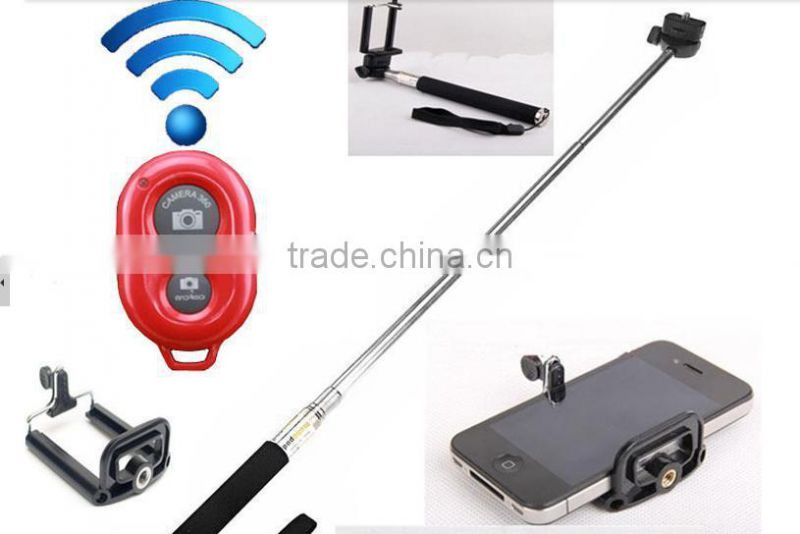 Factory supply wireless bluetooth selfie stick monopod with zoom for IOS mobile phone and Andriod