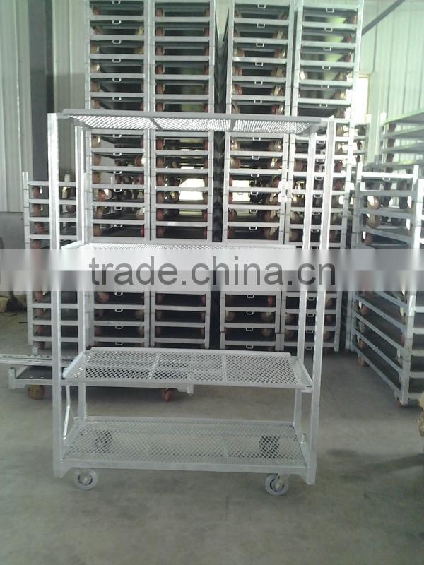 Nursery Plant Net Layer Flower Trolley Cart for sale