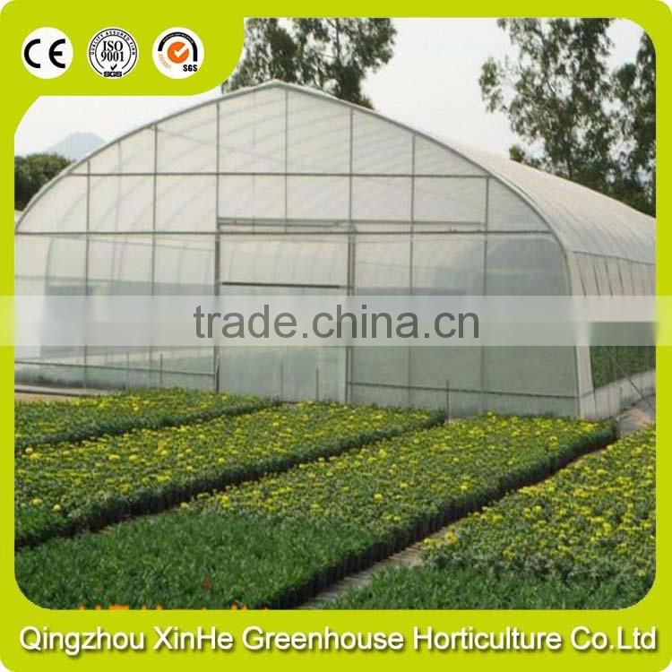 modern plastic film greenhouse with steel skeleton and hot drip galvanized bolt for vegetable and flower grow for hot sale