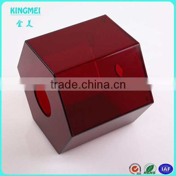 2015 luxury new arrival Wall mounted hexagon red acrylic tissue box holder