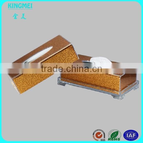 Kingmei nice gold plexiglass tissue box with 4 legs & acrylic table tissue box