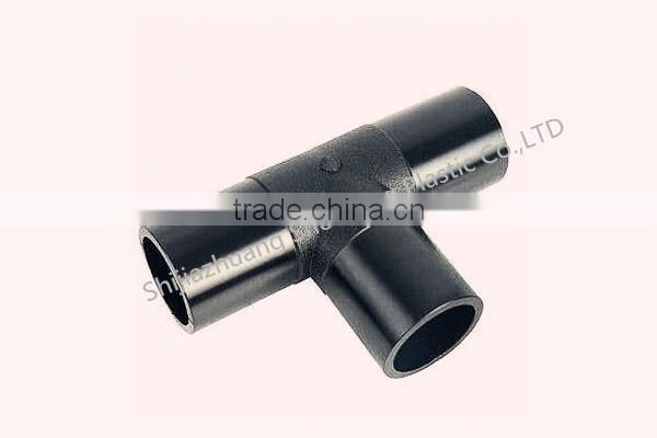 HDPE black Equal Tee Plastic Pipe Fittings with high quality