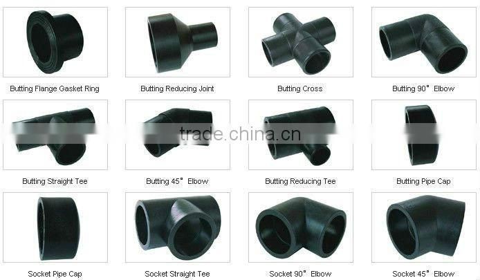 HDPE black Equal Tee Plastic Pipe Fittings with high quality