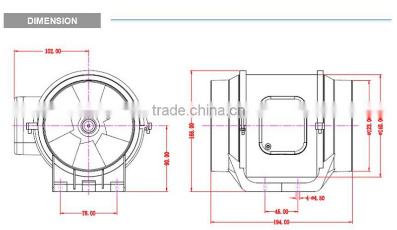 5" 125CM Hydroponics Inline Extractor Fan