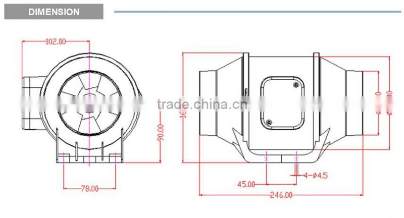 4" 100CM Hydroponics Inline Fan