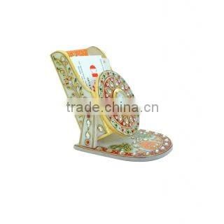 Meenakari Marble Mobile Holder with Clock