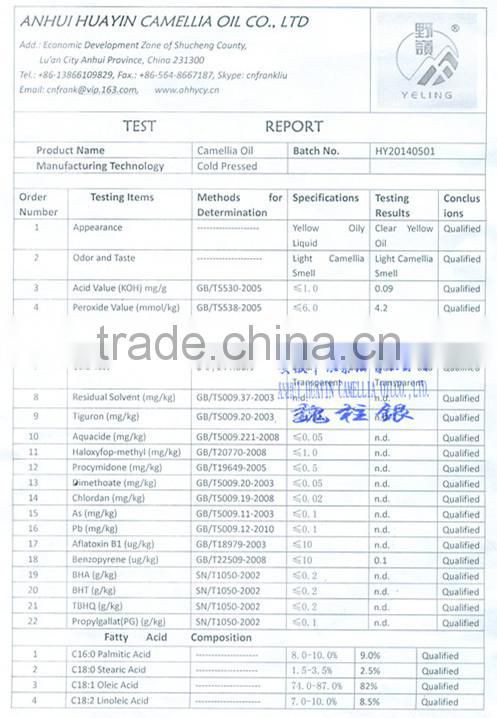 Organic Green Tea Seed Oil and Camellia Oil