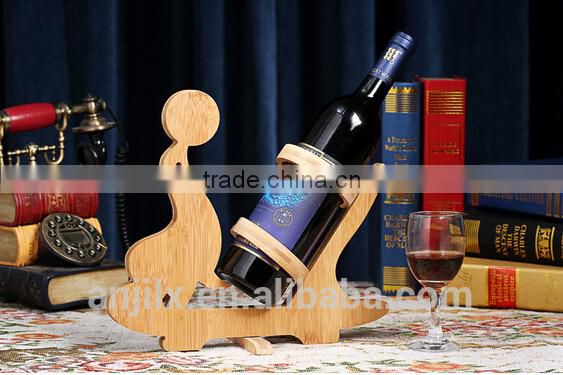 Eco-friendly novelty bamboo wine sea lion holders red wine holders for house and club animal red wine rack