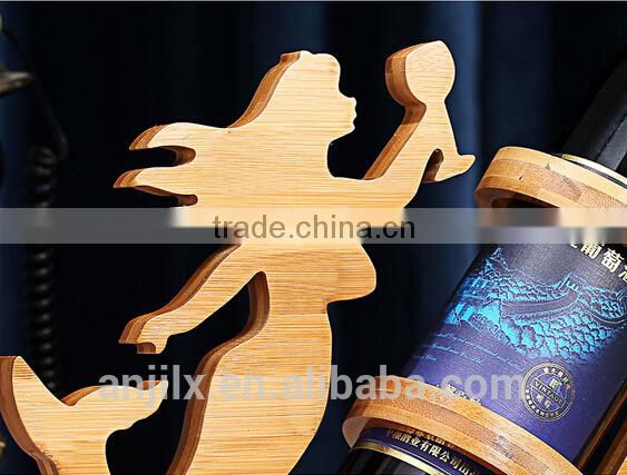 mermaid crafts novelty bamboo wine mermaid holders red wine holders for house and club animal red wine holders