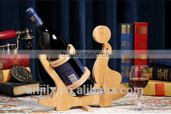 Eco-friendly novelty bamboo wine sea lion holders red wine holders for house and club animal red wine rack