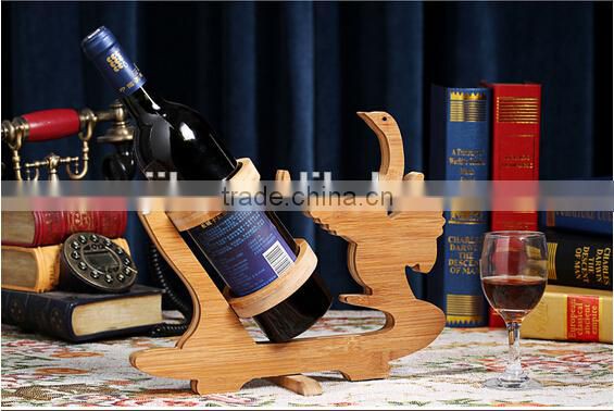 Eco-friendly novelty bamboo wine holders swan wine holders for house and club red wine rack