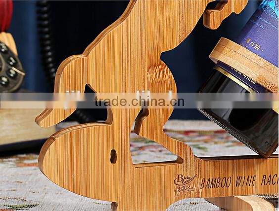 Eco-friendly wine stopper holder rack bamboo wine racks horse shape for house and club red wine holders