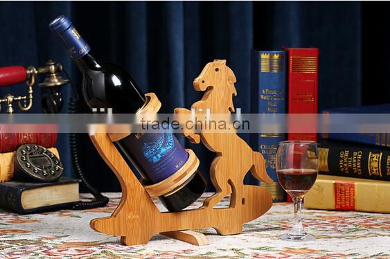 Eco-friendly wine stopper holder rack bamboo wine racks horse shape for house and club red wine holders