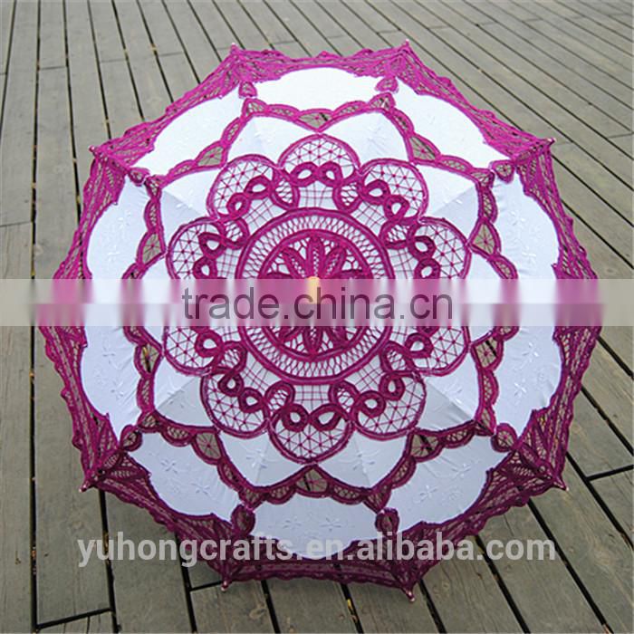 Fuschia Decorative Bella lace Umbrella For Wedding