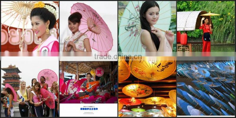 Colorful Silk Parasol Chinese Umbrella With Bamboo Handle For Wedding
