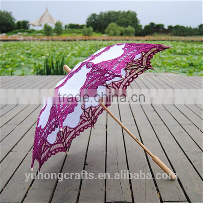 Fuschia Decorative Bella lace Umbrella For Wedding