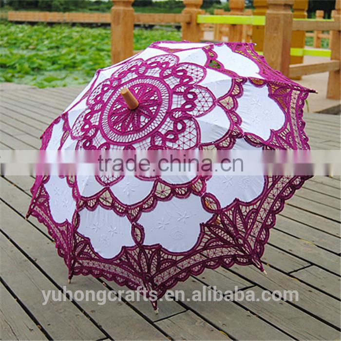 Fuschia Decorative Bella lace Umbrella For Wedding