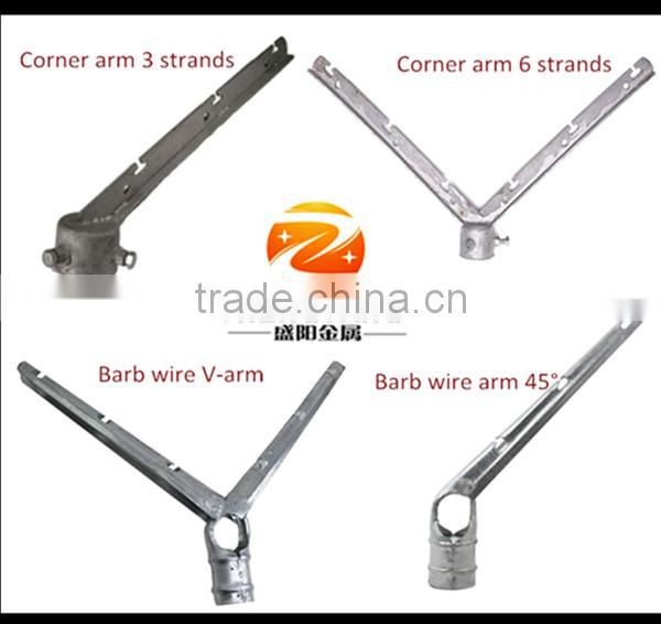 14 1/2",15" long S slot notched arm for chain link fence V-arm extension blades galvanized barb wire extension arms