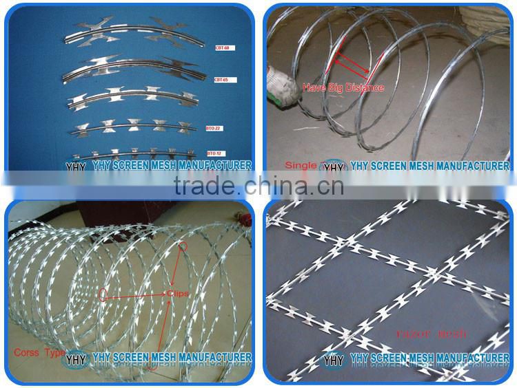 Galvanized diamond mesh razor barbed wire fence for perimeter security fence