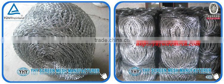 Galvanized diamond mesh razor barbed wire fence for perimeter security fence