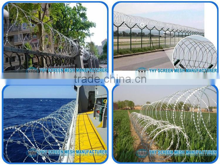 Galvanized diamond mesh razor barbed wire fence for perimeter security fence
