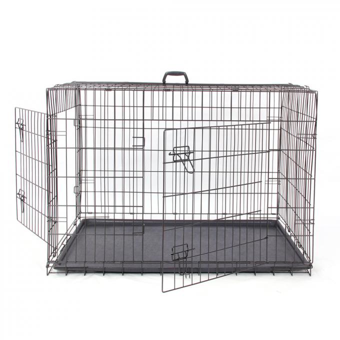 folding heavy duty wire tube dog cage with wheels for large dogs