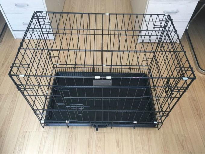 folding heavy duty wire tube dog cage with wheels for large dogs