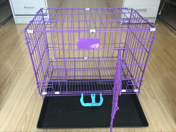 folding heavy duty wire tube dog cage with wheels for large dogs