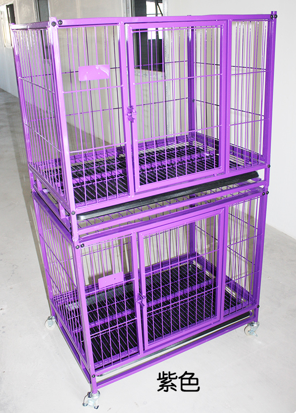 folding heavy duty wire tube dog cage with wheels for large dogs