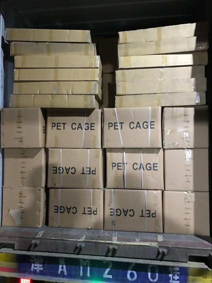 folding heavy duty wire tube dog cage with wheels for large dogs