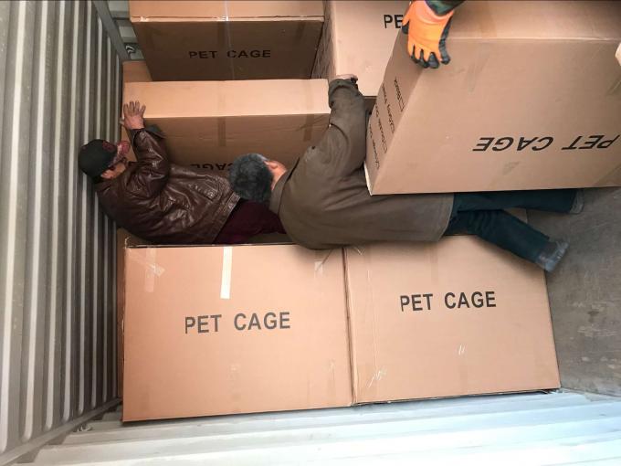 folding heavy duty wire tube dog cage with wheels for large dogs