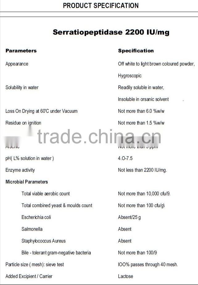 Serratiopeptidase 2200 IU/mg