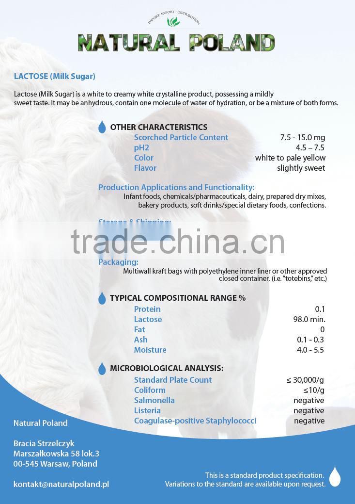 Lactose 98%, milk sugar